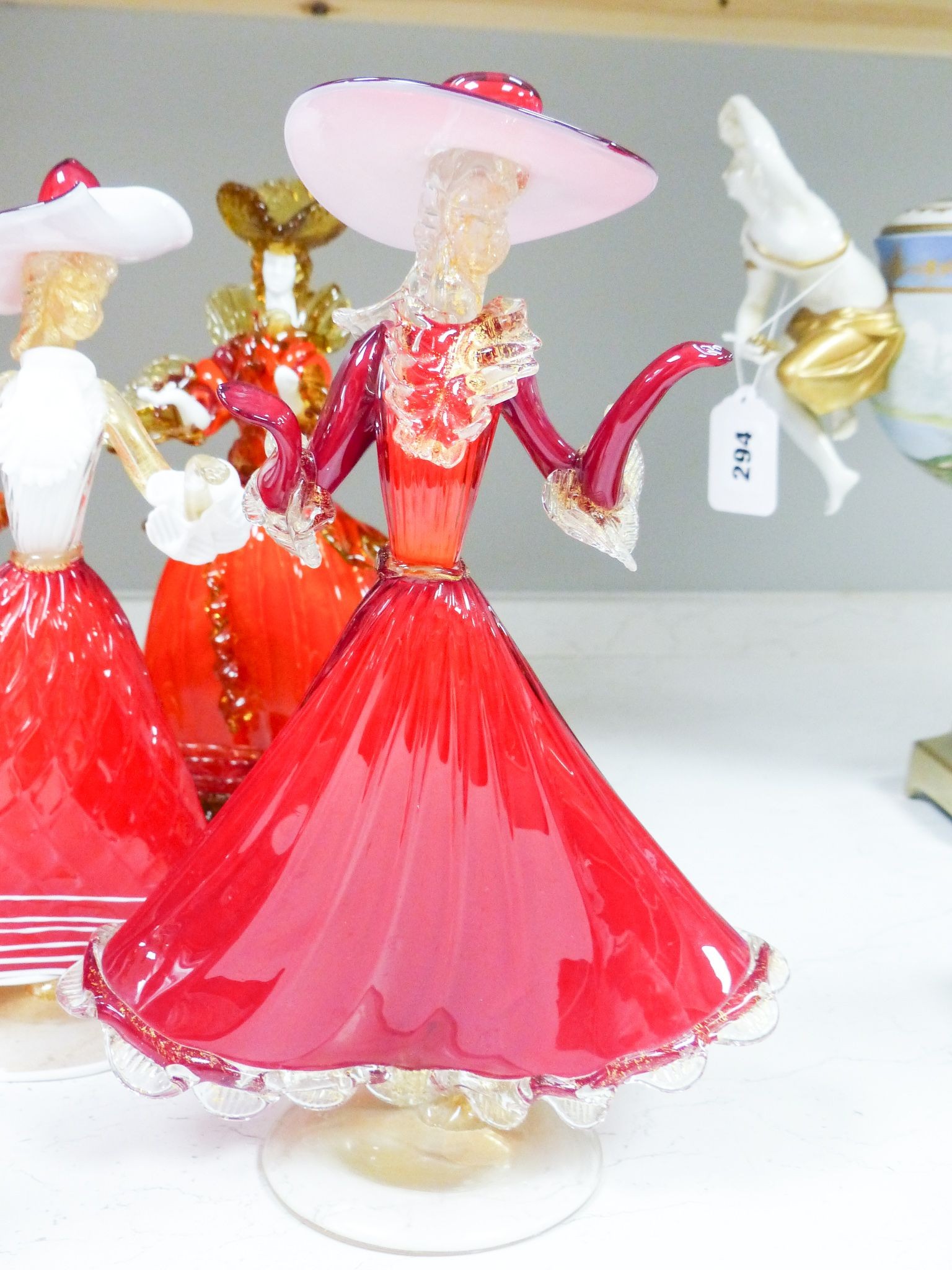 Six Murano glass figures of ladies and gentlemen, the tallest 47cm high